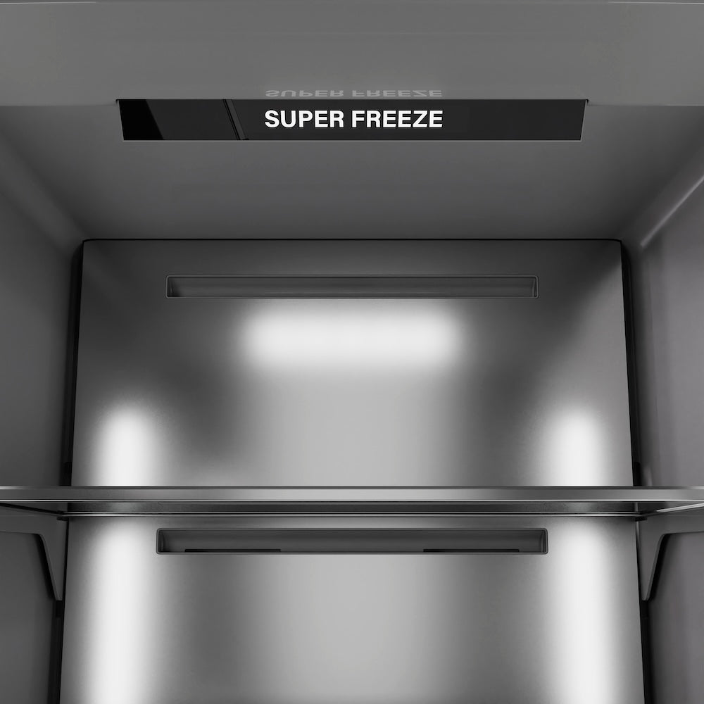 ZLINE Autograph Edition 18 in. 8.6 cu. ft. Right Hinge Column Freezer in Black Stainless Steel with Graphite Gray Interior and Champagne Bronze Accents (RCFVRZ-BS-18-CB)