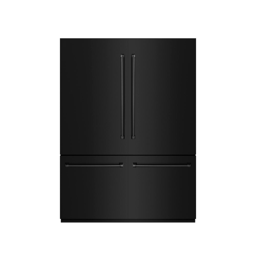 ZLINE 60 in. 32.2 cu. ft. French Door Built-In Bottom Freezer Refrigerator with Water Dispensers and Ice Makers in Black Stainless Steel with Graphite Gray Interior (GRBIV-BS-60)