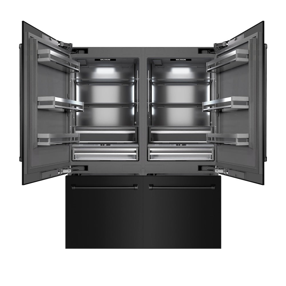 ZLINE 60 in. 32.2 cu. ft. French Door Built-In Bottom Freezer Refrigerator with Water Dispensers and Ice Makers in Black Stainless Steel with Graphite Gray Interior (GRBIV-BS-60)