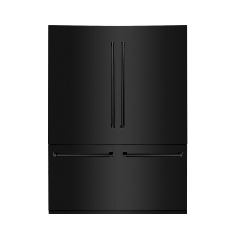 ZLINE 60 in. 32.2 cu. ft. French Door Built-In Bottom Freezer Refrigerator with Water Dispensers and Ice Makers in Black Stainless Steel (RBIV-BS-60)