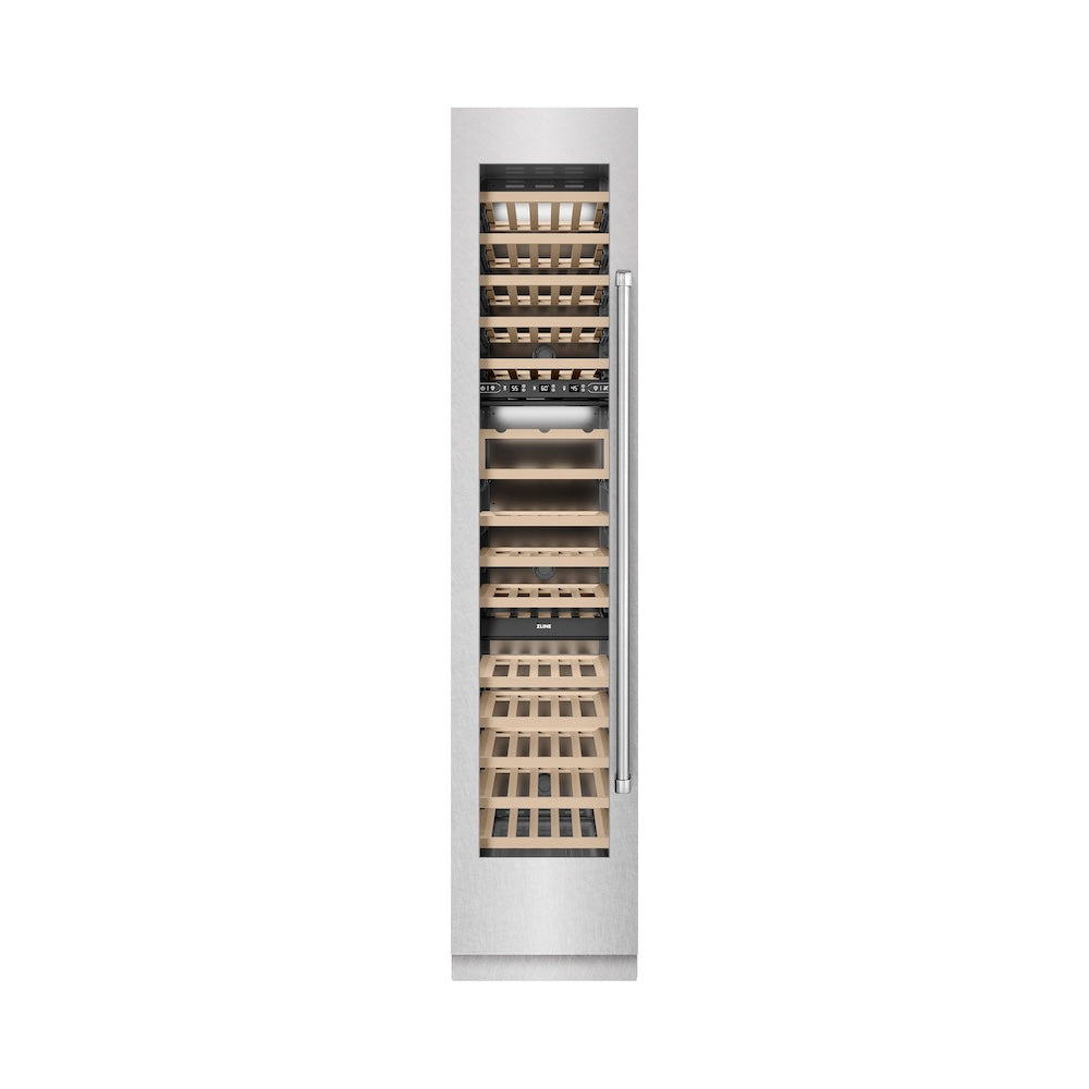 ZLINE 18 in. 9.0 cu. ft. Triple Zone 68 Bottle Left Hinge Column Wine Cooler in DuraSnow® Stainless Steel (RCWVL-SN-18)