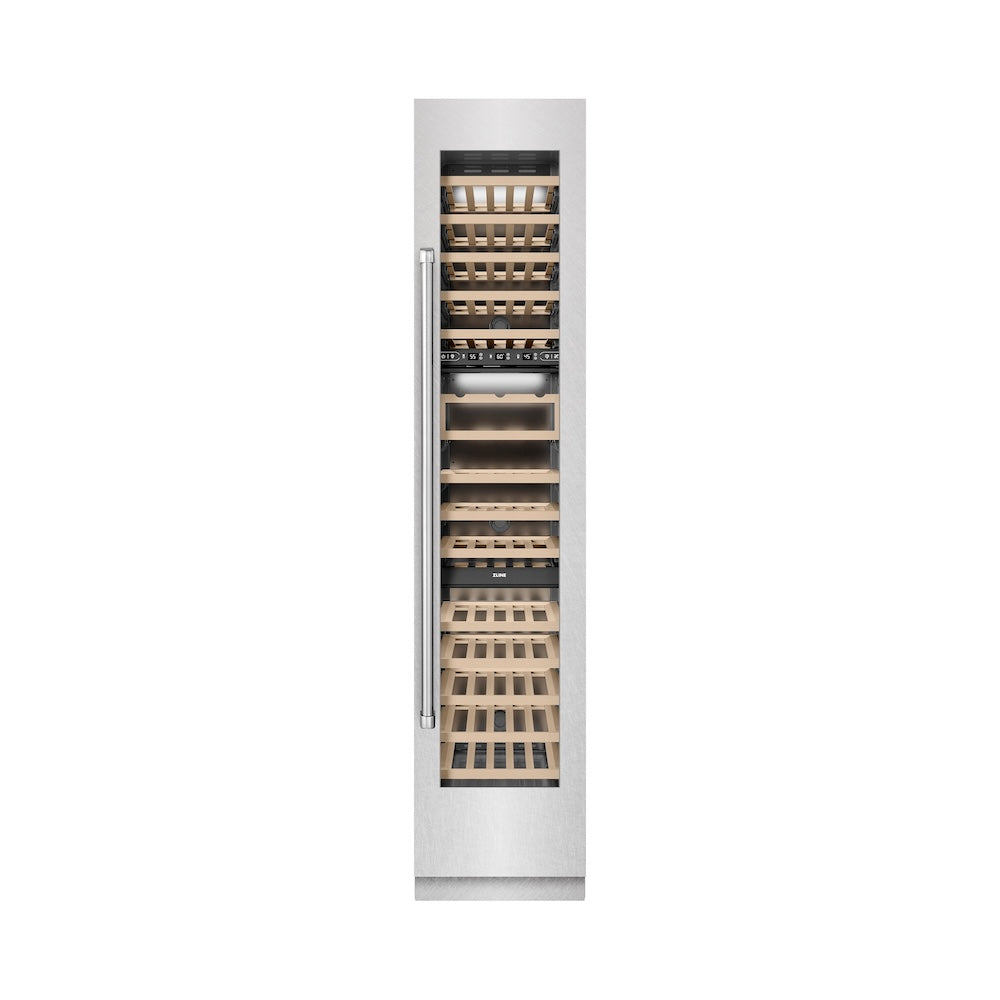 ZLINE 18 in. 9.0 cu. ft. Triple Zone 68 Bottle Right Hinge Column Wine Cooler in DuraSnow® Stainless Steel (RCWVR-SN-18)