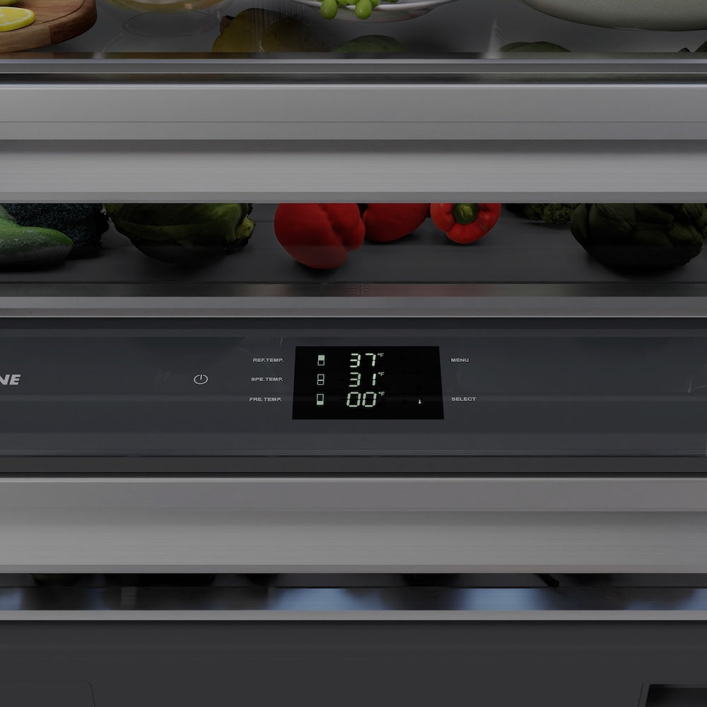 ZLINE 36 in. 19.8 cu. ft. Built-In Bottom Freezer Refrigerator with Water Dispenser and Ice Maker in DuraSnow® Stainless Steel with Graphite Gray Interior (GRBIT-SN-36)