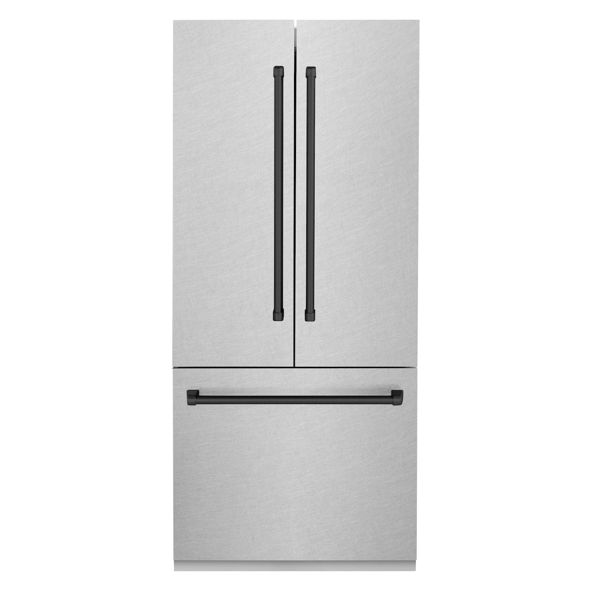 ZLINE Autograph Edition 36 in. 19.6 cu. ft. Built-in 2-Door Bottom Freezer Refrigerator with Internal Water and Ice Dispenser in Fingerprint Resistant Stainless Steel with Matte Black Accents (RBIVZ-SN-36-MB)