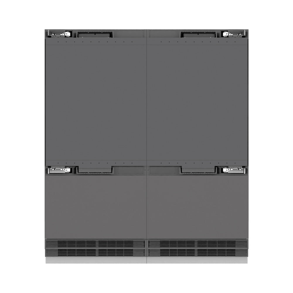 ZLINE 72 in. 39.6 cu. ft. Panel Ready French Door Built-In Bottom Freezer Refrigerator with Water Dispensers and Ice Makers with Graphite Gray Interior (GRBIT-72)