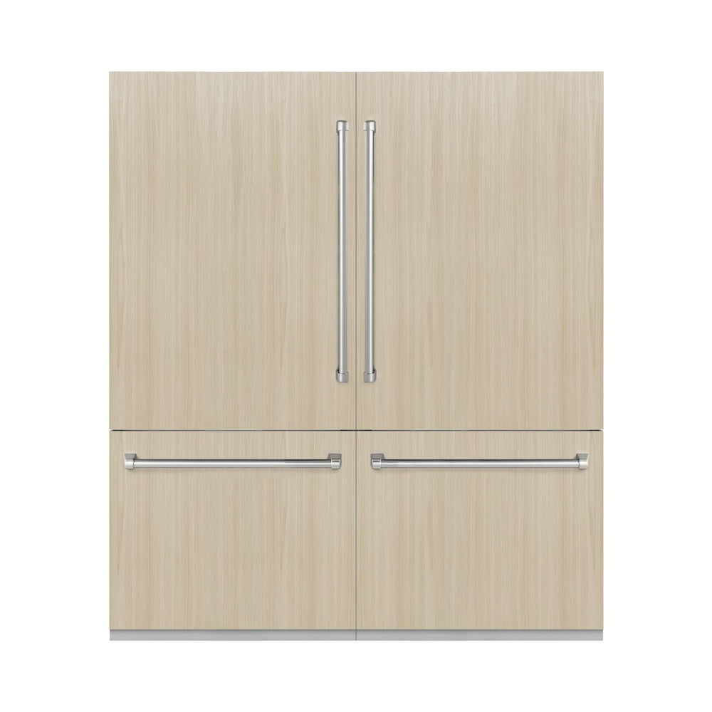 ZLINE 72 in. 39.6 cu. ft. Panel Ready French Door Built-In Bottom Freezer Refrigerator with Water Dispensers and Ice Makers with Graphite Gray Interior (GRBIT-72)