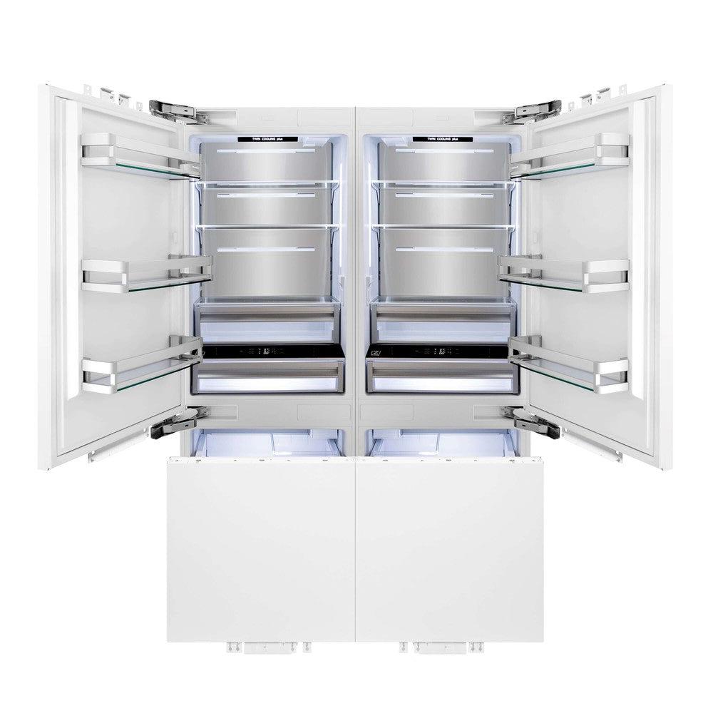 ZLINE 60 in. 32.2 cu. ft. Panel Ready French Door Built-In Bottom Freezer Refrigerator with Water Dispensers and Ice Makers (RBIV-60)