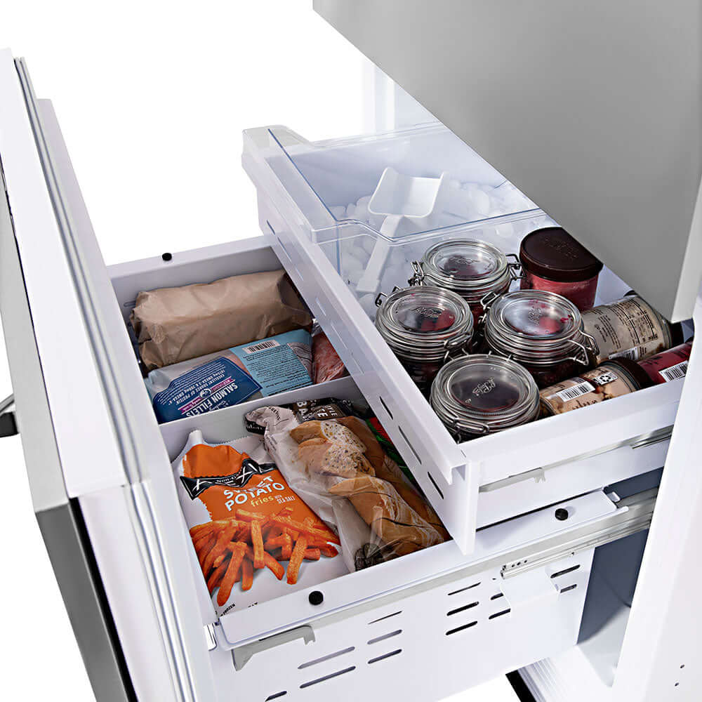 ZLINE 30 in. 16.1 cu. ft. Built-In Bottom Freezer Refrigerator with Water Dispenser and Ice Maker in DuraSnow® Stainless Steel (RBIV-SN-30)