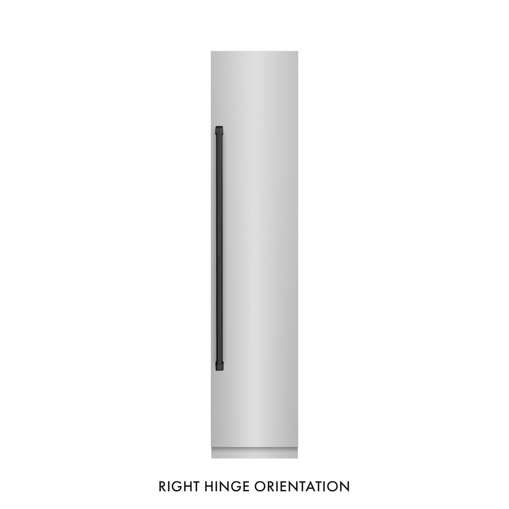 ZLINE Autograph Edition 18 in. 8.6 cu. ft. Right Hinge Column Freezer in Stainless Steel with Graphite Gray Interior and Matte Black Accents (RCFVRZ-30418-MB)