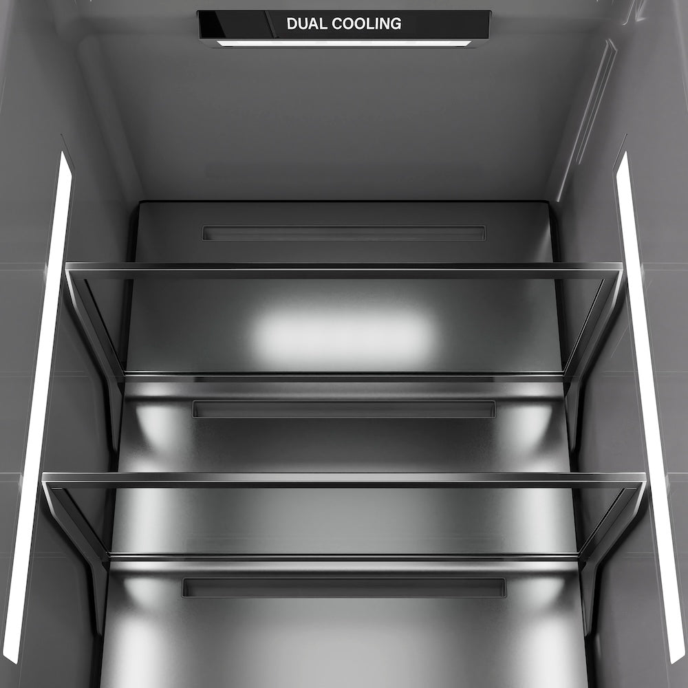 ZLINE Autograph Edition 24 in. 12.5 cu. ft. Column Refrigerator in Stainless Steel with Graphite Gray Interior and Matte Black Accents (RCRVZ-30424-MB)