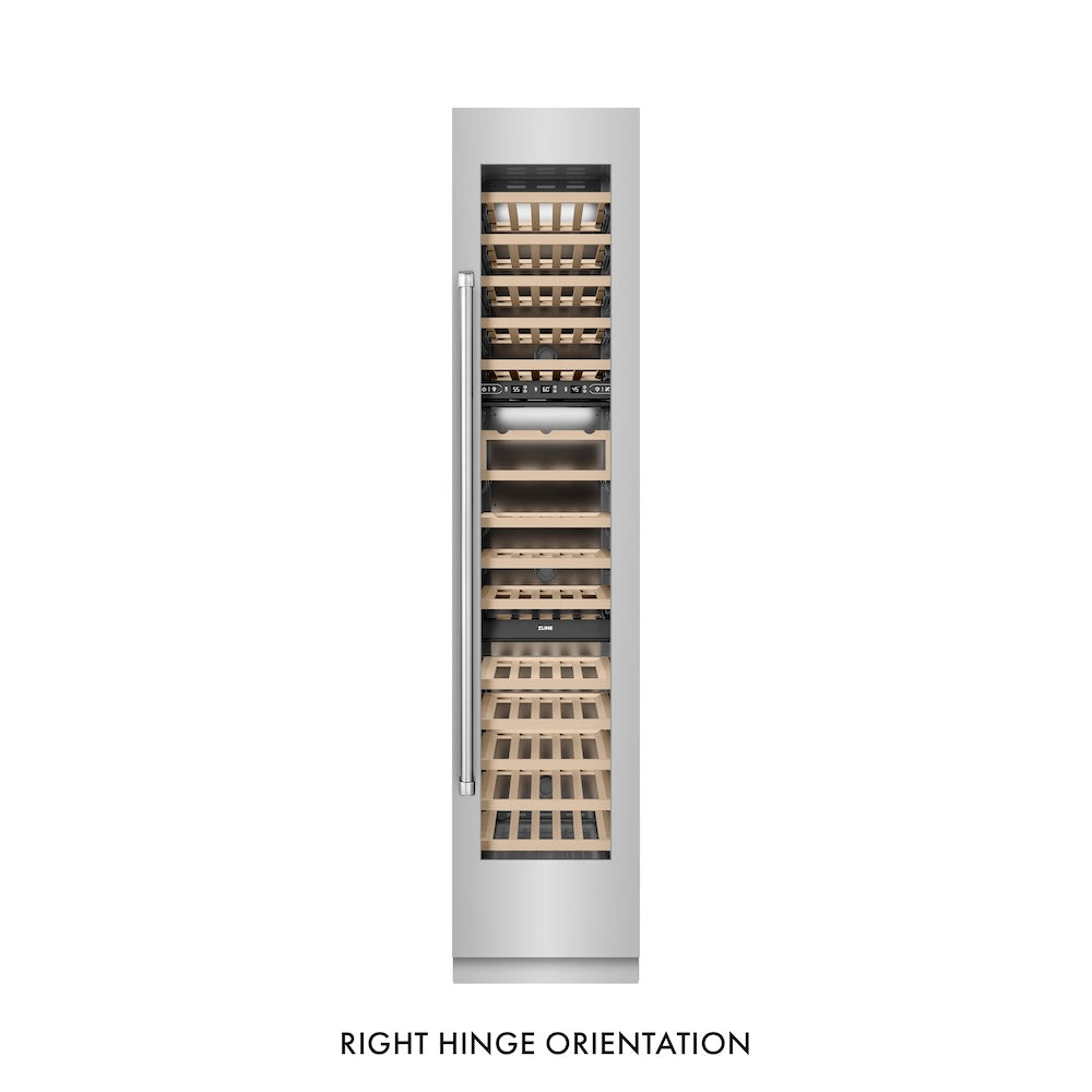 ZLINE 18 in. 9.0 cu. ft. Triple Zone 68 Bottle Right Hinge Column Wine Cooler in Stainless Steel (RCWVR-304-18)