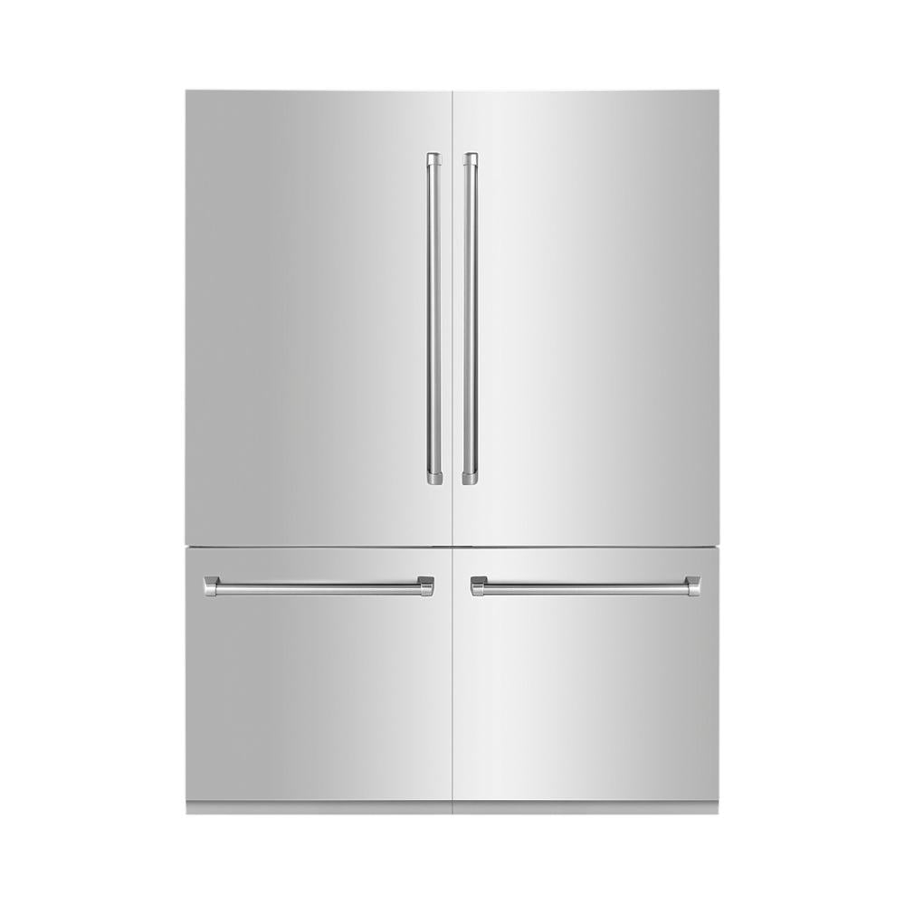 ZLINE 60 in. 32.2 cu. ft. French Door Built-In Bottom Freezer Refrigerator with Water Dispensers and Ice Makers in Stainless Steel (RBIV-304-60)