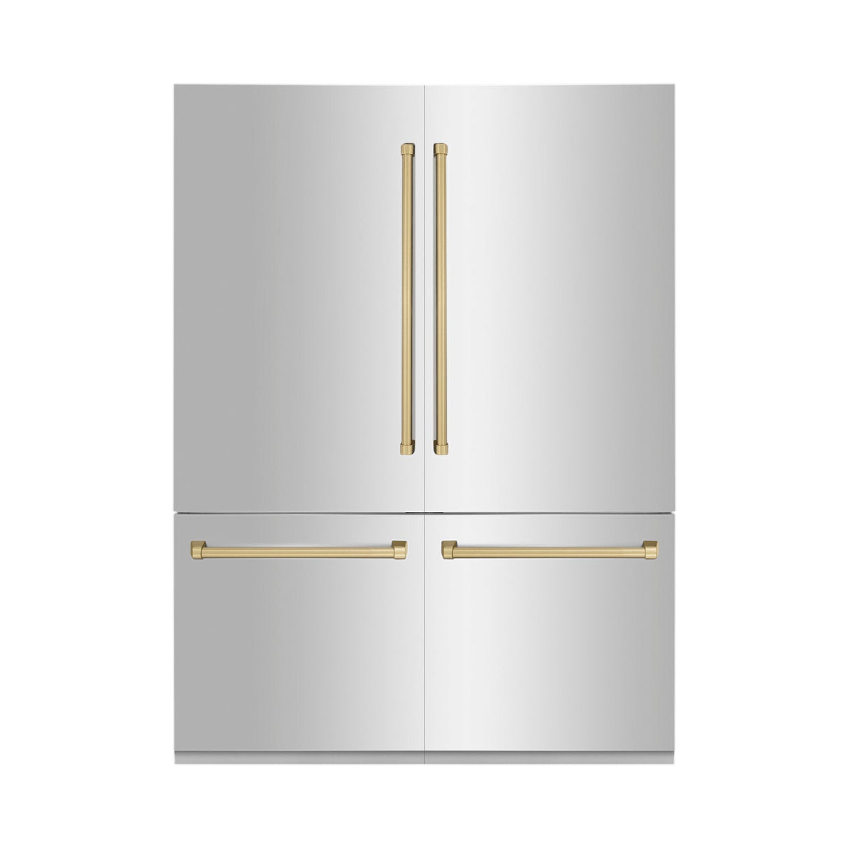 ZLINE Autograph Edition 60 in. 32.2 cu. ft. Built-in 4-Door French Door Refrigerator with Internal Water and Ice Dispenser in Stainless Steel with Champagne Bronze Accents (RBIVZ-304-60-CB)