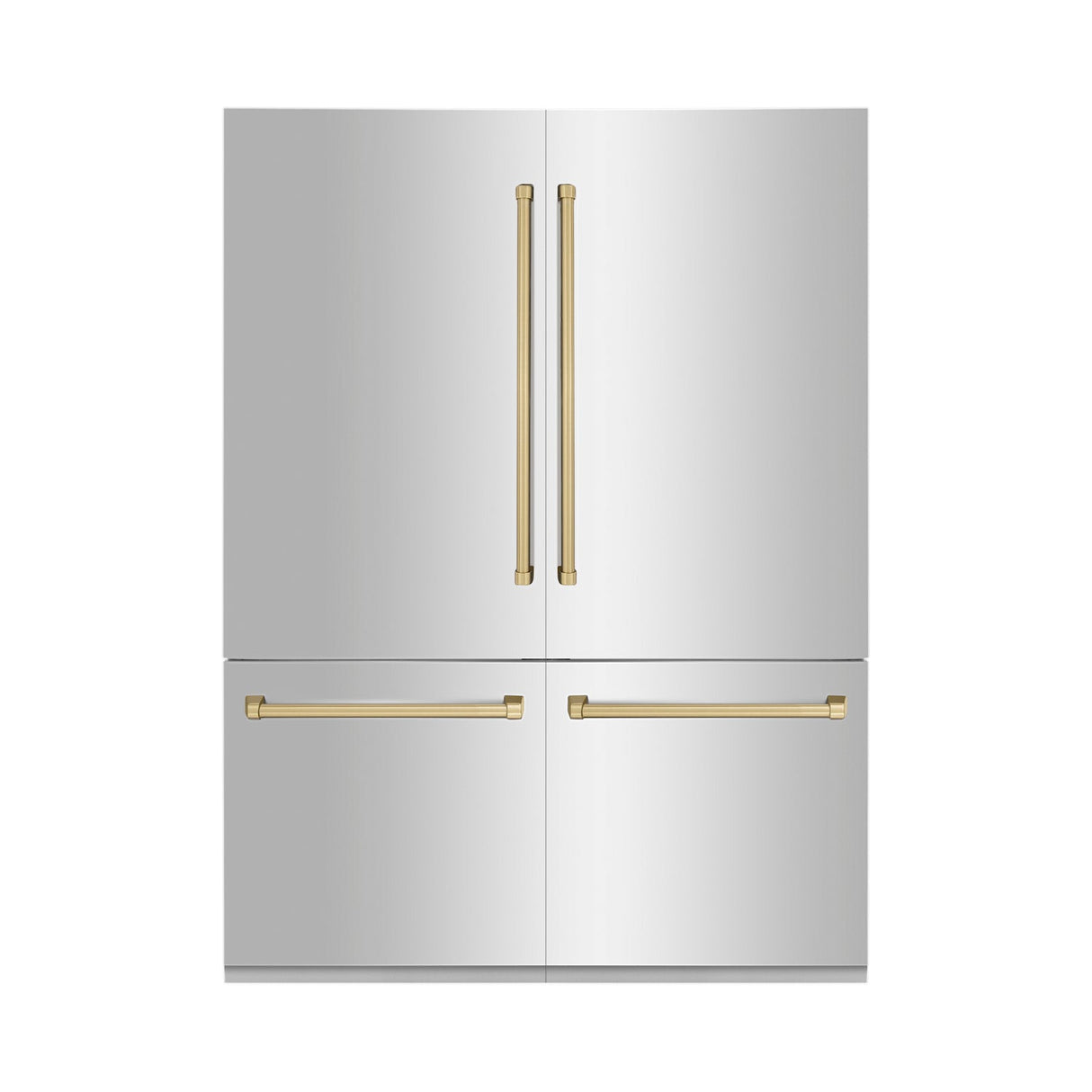 ZLINE Autograph Edition 60 in. 32.2 cu. ft. French Door Built-In Bottom Freezer Refrigerator with Water Dispenser and Ice Maker in Stainless Steel with Champagne Bronze Accents (RBIVZ-304-60-CB)