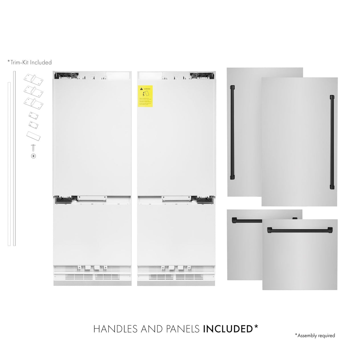 ZLINE Autograph Edition 60 in. 32.2 cu. ft. French Door Built-In Bottom Freezer Refrigerator with Water Dispenser and Ice Maker in Stainless Steel with Matte Black Accents (RBIVZ-304-60-MB)