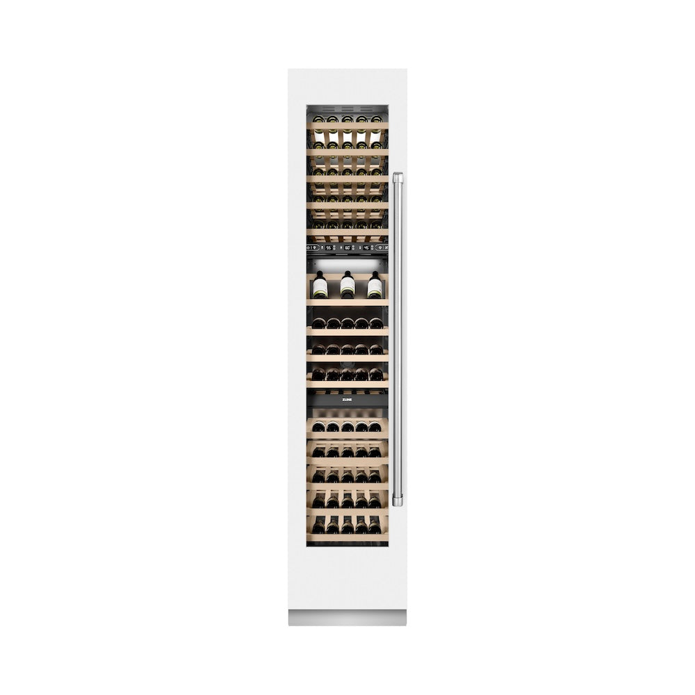 ZLINE 18 in. 9.0 cu. ft. Triple Zone 68 Bottle Left Hinge Column Wine Cooler in White Matte (RCWVL-WM-18)
