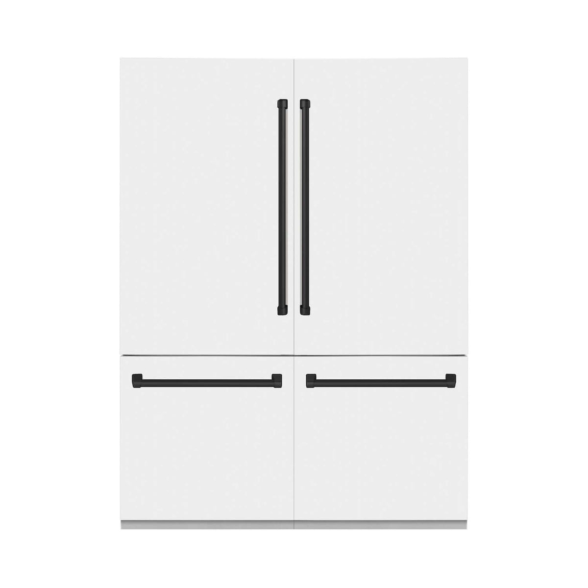 ZLINE Autograph Edition 60 in. 32.2 cu. ft. Built-in 4-Door French Door Refrigerator with Internal Water and Ice Dispenser in White Matte with Matte Black Accents (RBIVZ-WM-60-MB)