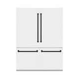 ZLINE Autograph Edition 60 in. 32.2 cu. ft. Built-in 4-Door French Door Refrigerator with Internal Water and Ice Dispenser in White Matte with Matte Black Accents (RBIVZ-WM-60-MB)