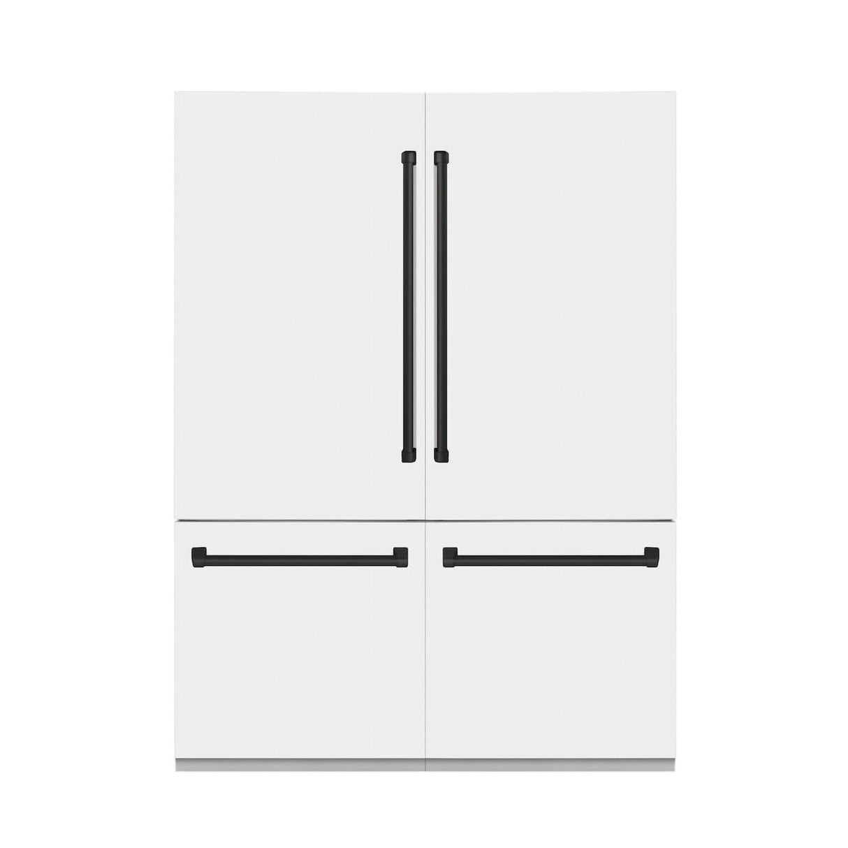 ZLINE Autograph Edition 60 in. 32.2 cu. ft. Built-in 4-Door French Door Refrigerator with Internal Water and Ice Dispenser in White Matte with Matte Black Accents (RBIVZ-WM-60-MB)
