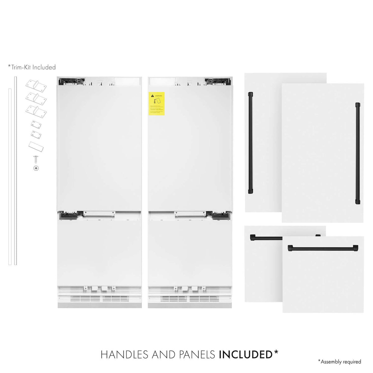 ZLINE Autograph Edition 60 in. 32.2 cu. ft. Built-in 4-Door French Door Refrigerator with Internal Water and Ice Dispenser in White Matte with Matte Black Accents (RBIVZ-WM-60-MB)
