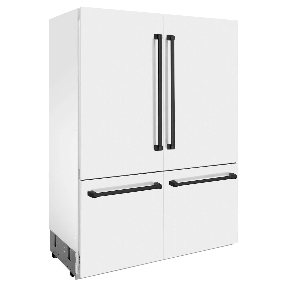 ZLINE Autograph Edition 60 in. 32.2 cu. ft. Built-in 4-Door French Door Refrigerator with Internal Water and Ice Dispenser in White Matte with Matte Black Accents (RBIVZ-WM-60-MB)