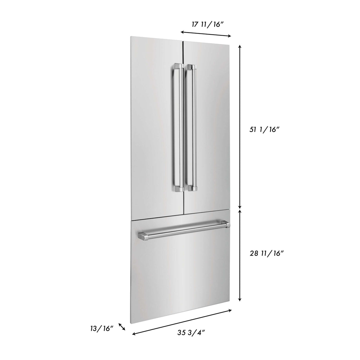 ZLINE 36 in. Refrigerator Panels and Handles in Stainless Steel for Built-in Refrigerators (RPBIV-304-36)
