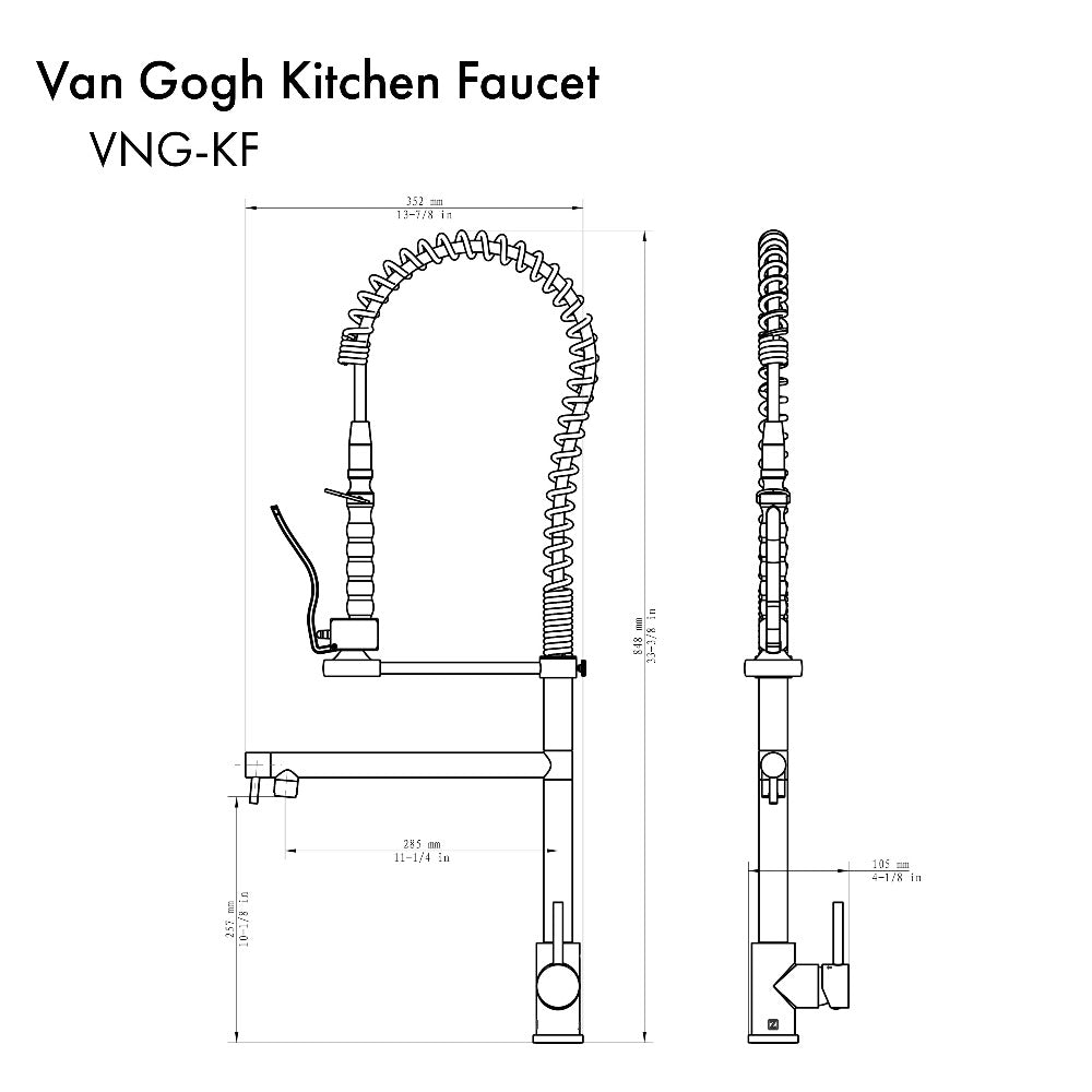 ZLINE Van Gogh Pull Down Spring Kitchen Faucet with Pot Filler in Champagne Bronze (VNG-KF-CB)