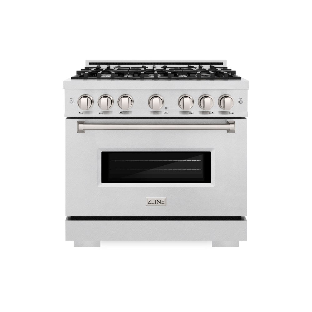 ZLINE 36 in. 5.2 cu. ft. Classic Dual Fuel Range with 6 Burner Gas Cooktop and Electric Convection Oven in DuraSnow® Stainless Steel (CDRS-36)