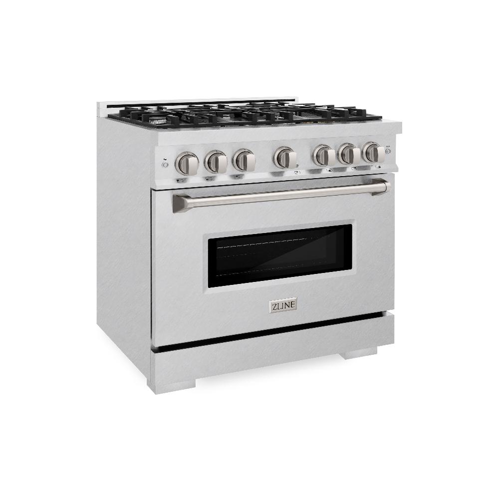 ZLINE 36 in. 5.2 cu. ft. Classic Dual Fuel Range with 6 Burner Gas Cooktop and Electric Convection Oven in DuraSnow® Stainless Steel (CDRS-36)