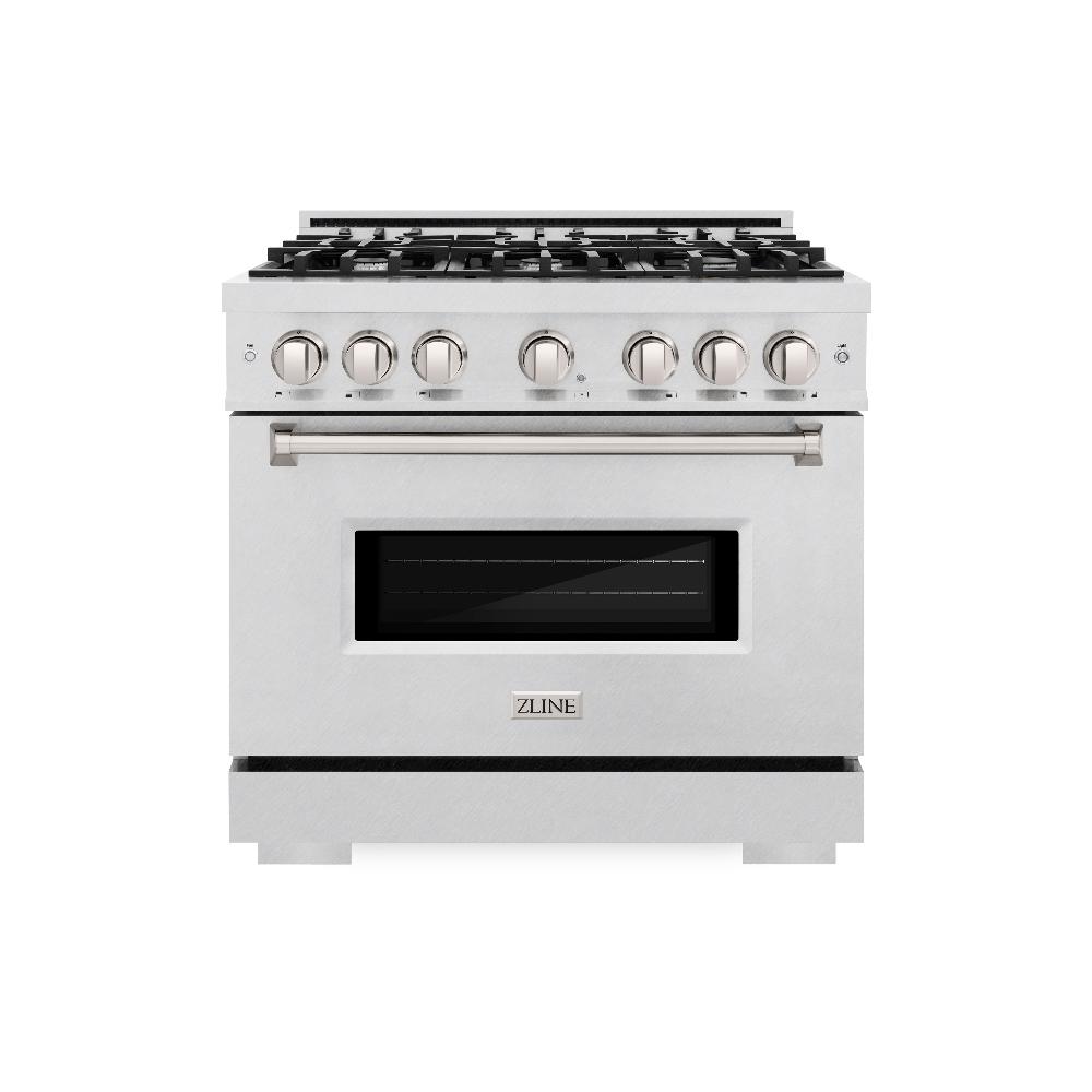 ZLINE 36 in. 5.2 cu. ft. Classic Gas Range with 6 Burner Cooktop and Convection Gas Oven in DuraSnow® Stainless Steel (CGRS-36)