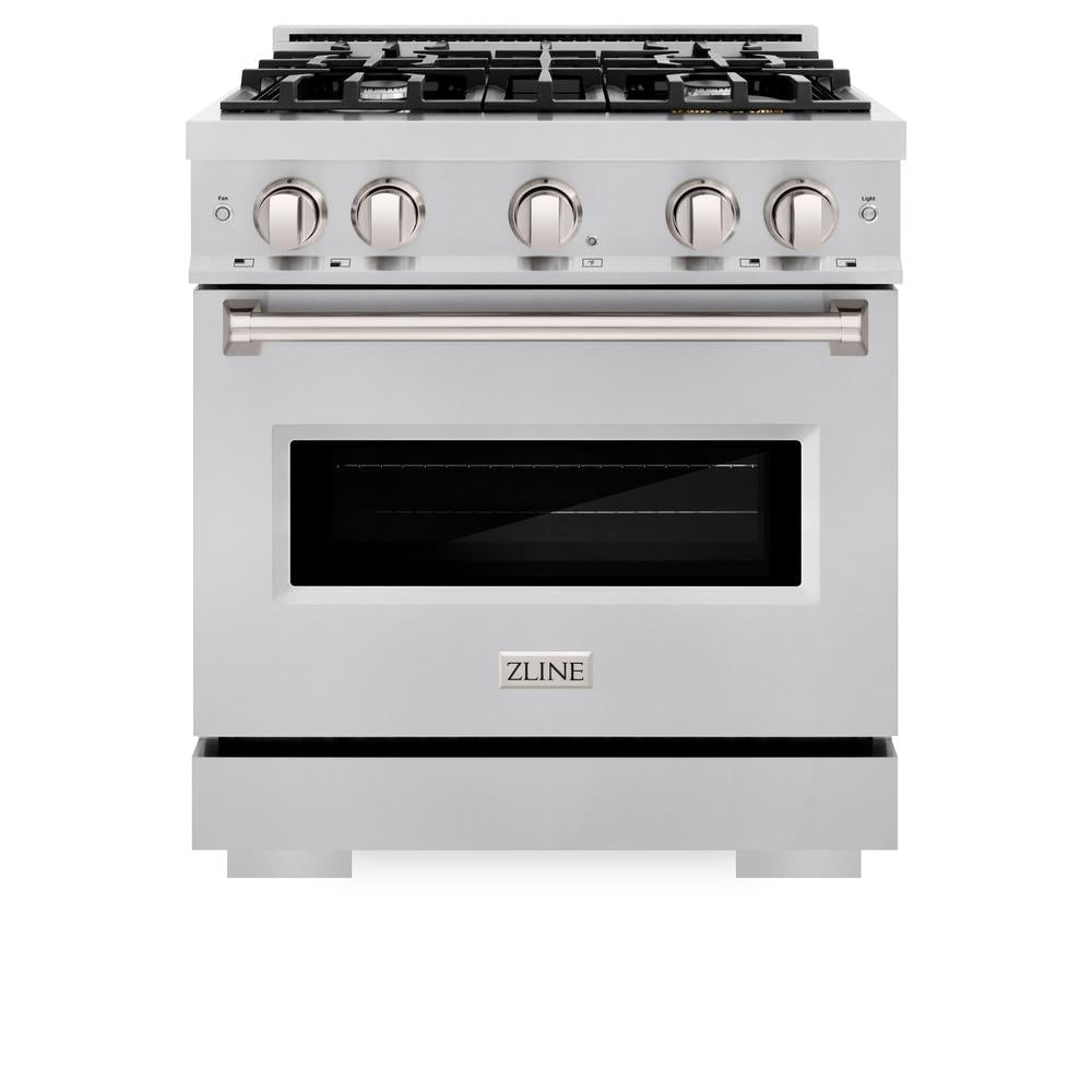 ZLINE 30 in. 4.2 cu. ft. Classic Dual Fuel Range with 4 Burner Gas Cooktop and Electric Convection Oven in Stainless Steel (CDR30)