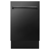 ZLINE 18 in. Tallac Series 3rd Rack Top Control Dishwasher with a Stainless Steel Tub with Black Stainless Panel, 51dBa (DWV-BS-18)