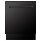 ZLINE Kitchen Package with Refrigeration, 36 in. Black Stainless Steel Gas Stovetop, 36 in. Convertible Vent Range Hood, 30 in. Double Wall Oven, and 24 in. Tall Tub Dishwasher (5KPR-RTBRH36-AWDDWV)