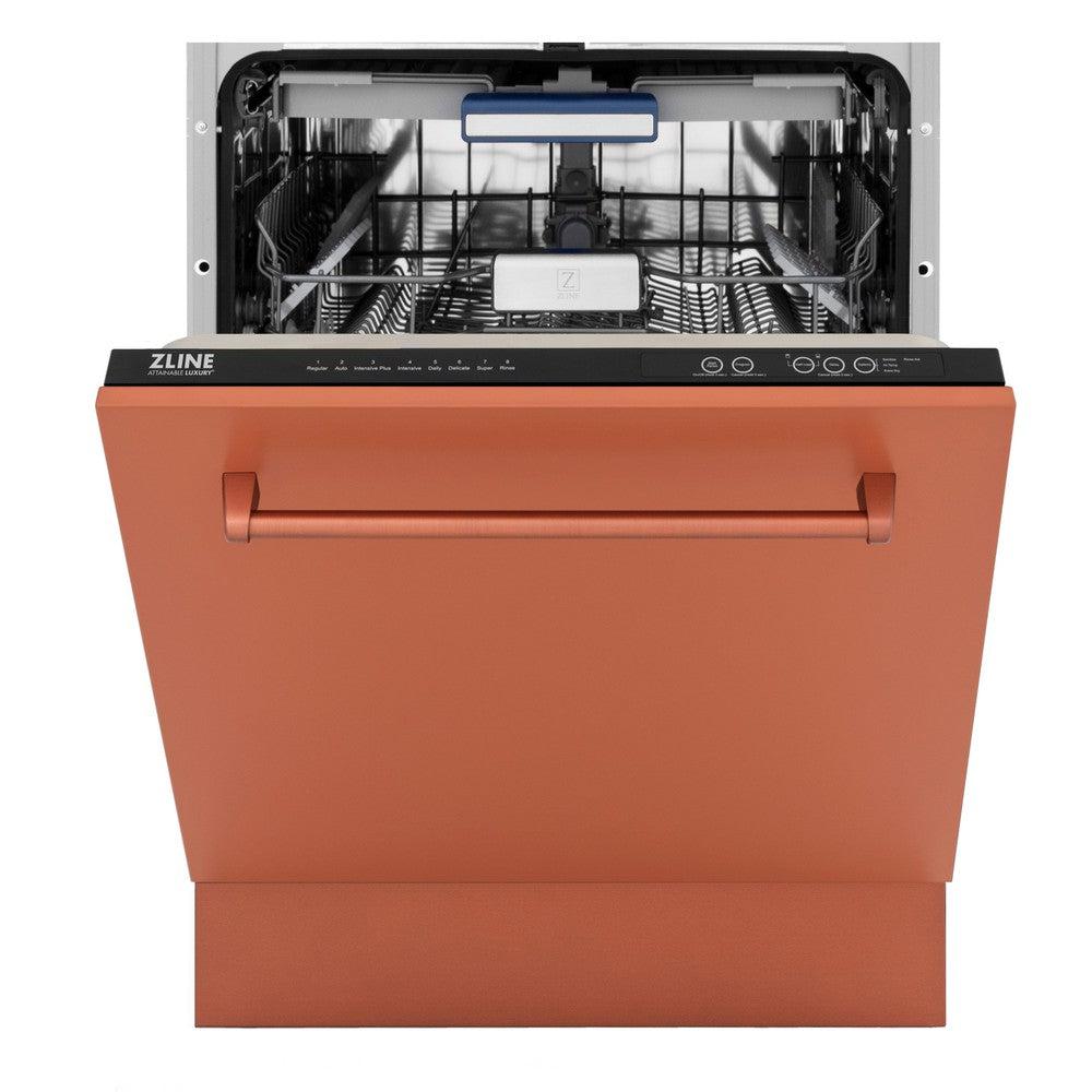 ZLINE 24 in. Tallac Series 3rd Rack Dishwasher with Copper Panel and Traditional Handle, 51dBa (DWV-C-24)