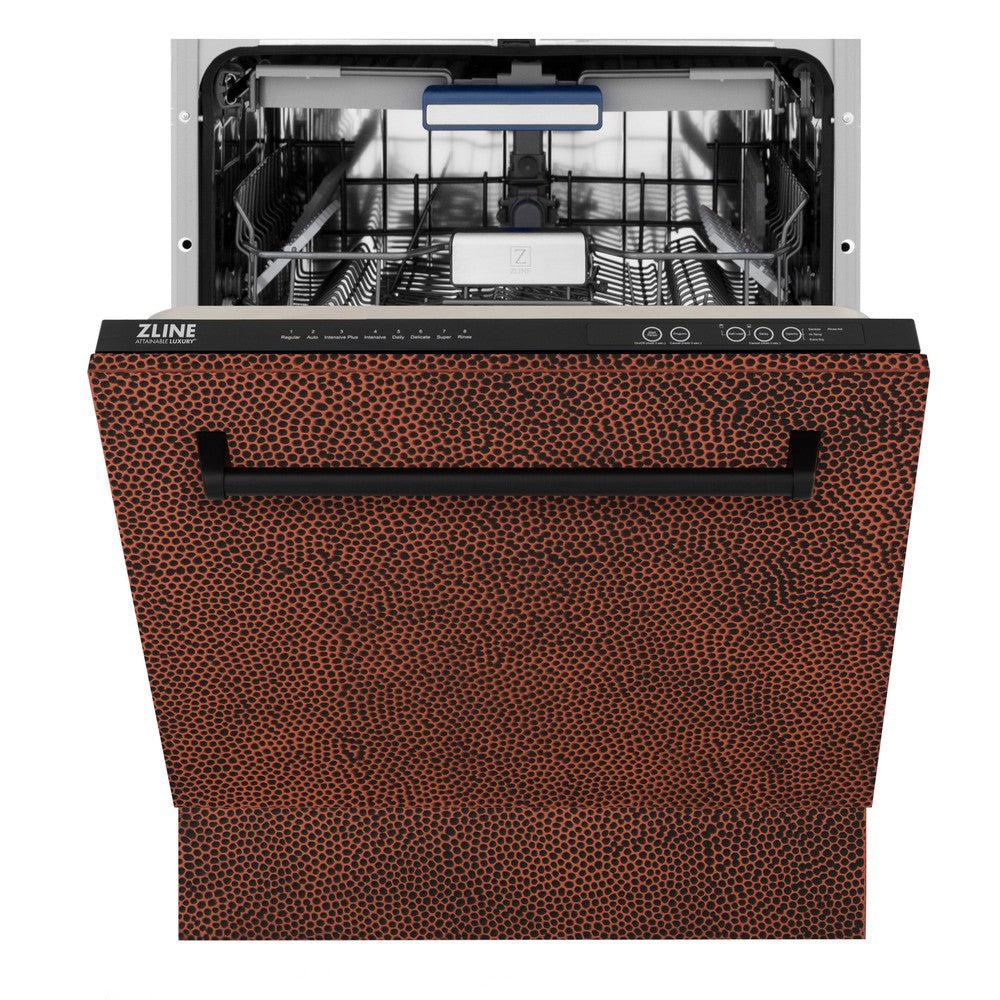 ZLINE 24 in. Tallac Series 3rd Rack Dishwasher with Hand-Hammered Copper Panel and Traditional Handle, 51dBa (DWV-HH-24)