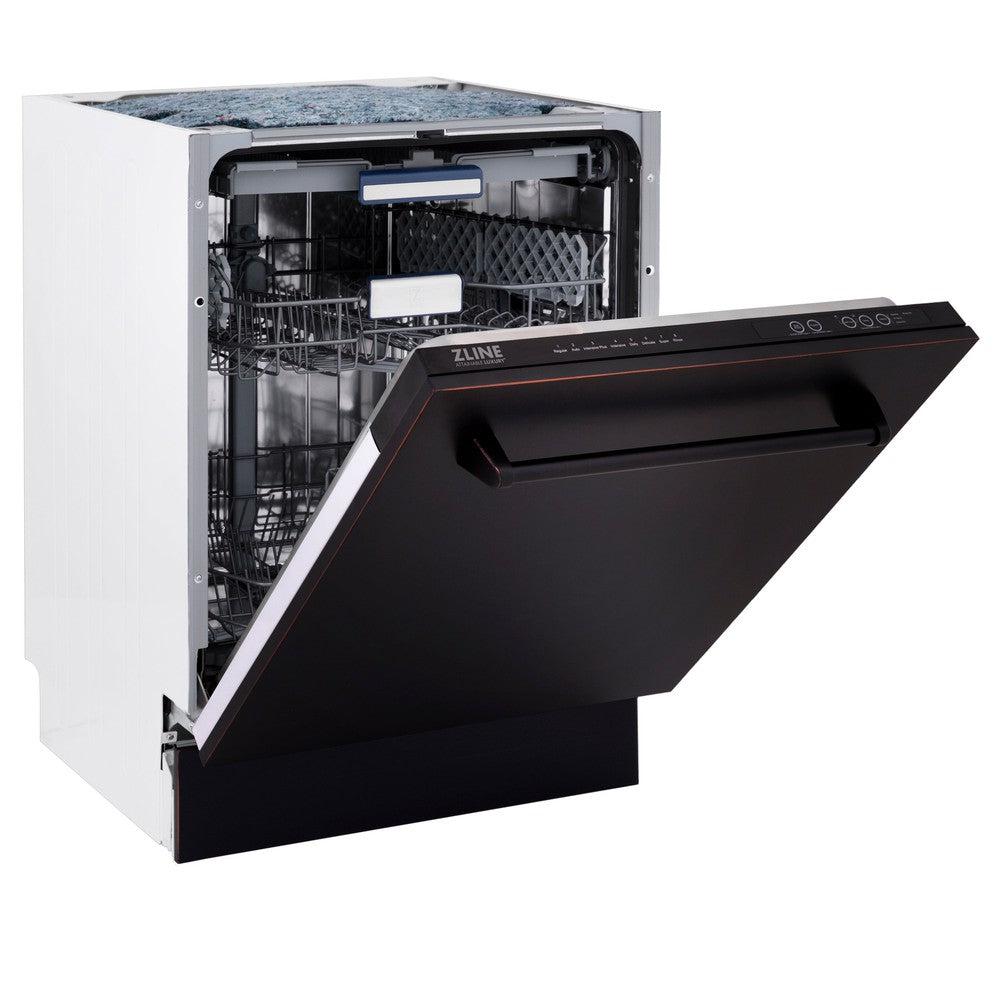 ZLINE 24 in. Tallac Series 3rd Rack Dishwasher with Oil-Rubbed Bronze Panel and Traditional Handle, 51dBa (DWV-ORB-24)