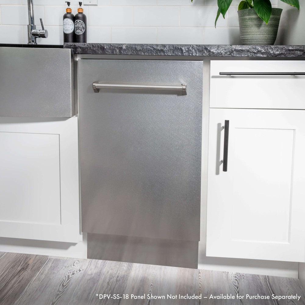 ZLINE 18 in. Tallac Series 3rd Rack Top Control Dishwasher in Custom Panel Ready with Stainless Steel Tub, 51dBa (DWV-18)