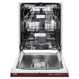 ZLINE 24 in. Tallac Series 3rd Rack Dishwasher with Red Gloss Panel and Traditional Handle, 51dBa (DWV-RG-24)