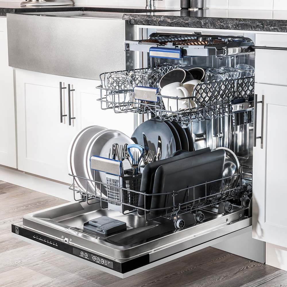 ZLINE 30 in. Kitchen Package with Stainless Steel Dual Fuel Range, Range Hood, Microwave Drawer and Tall Tub Dishwasher (4KP-RARH30-MWDWV)