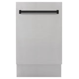 ZLINE Autograph Edition 18 in. Compact 3rd Rack Top Control Dishwasher in Stainless Steel with Matte Black Handle, 51dBa (DWVZ-304-18-MB)