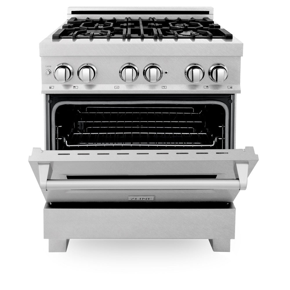 ZLINE 30 in. 4.0 cu. ft. Dual Fuel Range with Gas Stove and Electric Oven in All Fingerprint Resistant Stainless Steel (RAS-SN-30)
