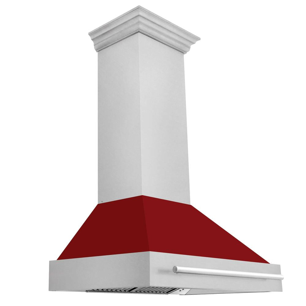 ZLINE 36 in. Fingerprint Resistant Satin Stainless Steel Range Hood (8654SNX-36) Red Gloss