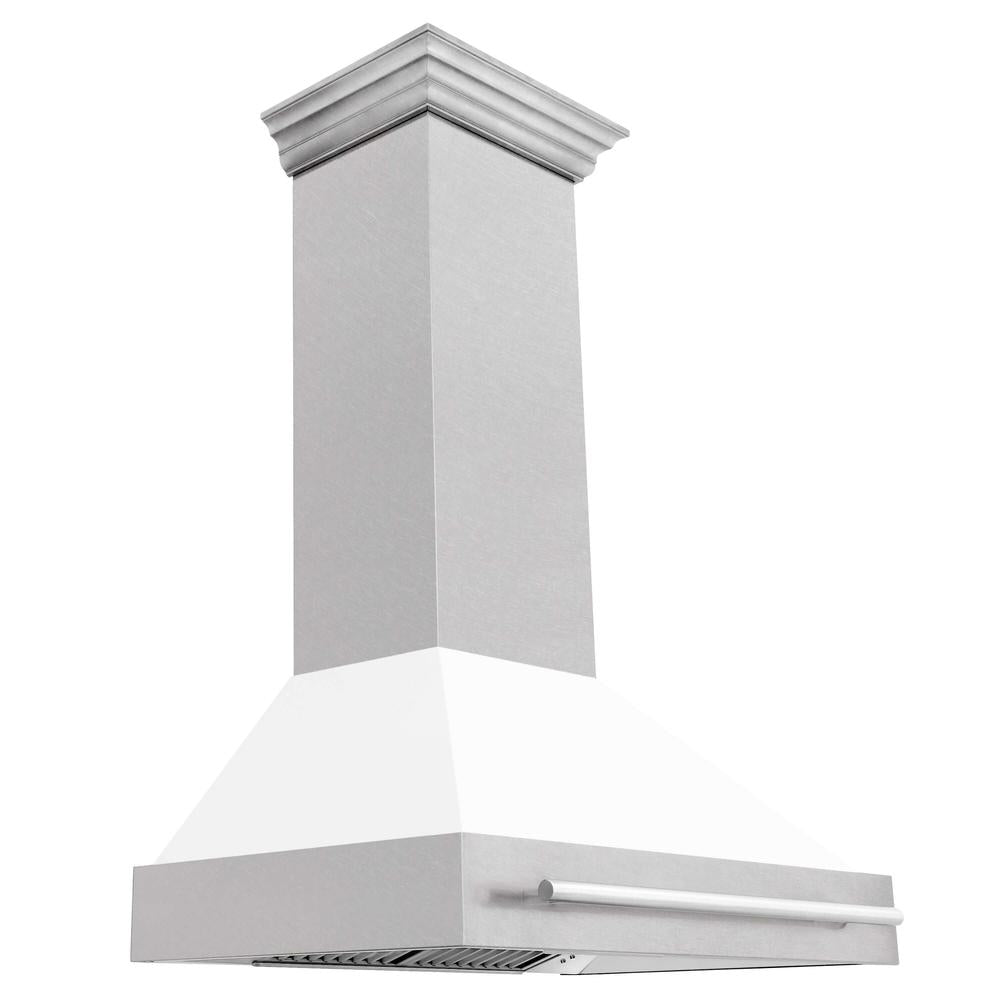 ZLINE 36 in. Fingerprint Resistant Satin Stainless Steel Range Hood (8654SNX-36) White Matte