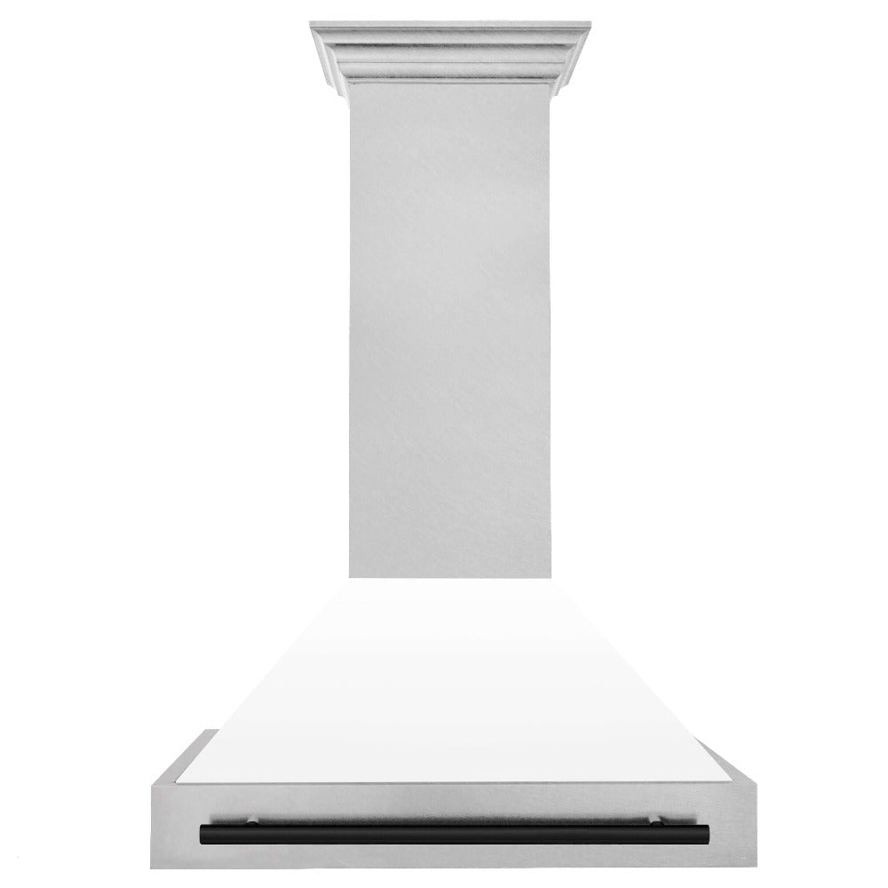 ZLINE Autograph Edition 36 in. Fingerprint Resistant Stainless Steel Range Hood with White Matte Shell and Handle (8654SNZ-WM36)