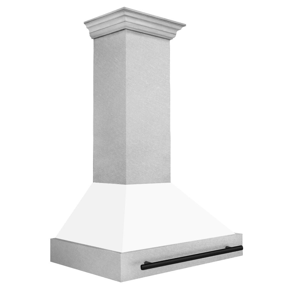 ZLINE Autograph Edition 36 in. Fingerprint Resistant Stainless Steel Range Hood with White Matte Shell and Handle (8654SNZ-WM36)