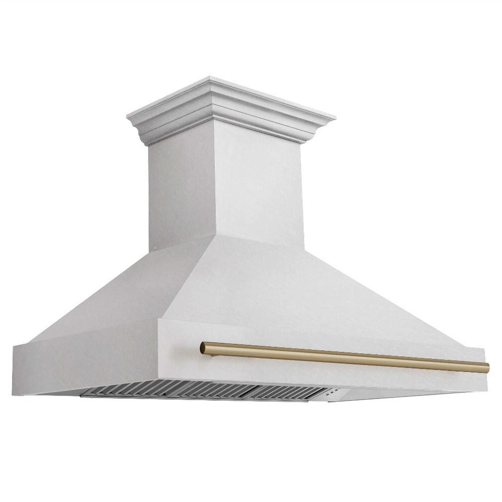 ZLINE Autograph Edition 48 in. Fingerprint Resistant Satin Stainless Steel Range Hood (8654SNZ-48) Champagne Bronze