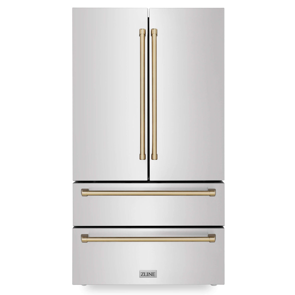 ZLINE Autograph Edition 30 in. Kitchen Package with Stainless Steel Dual Fuel Range, Range Hood, Dishwasher and Refrigerator with Champagne Bronze Accents (4KAPR-RARHDWM30-CB)