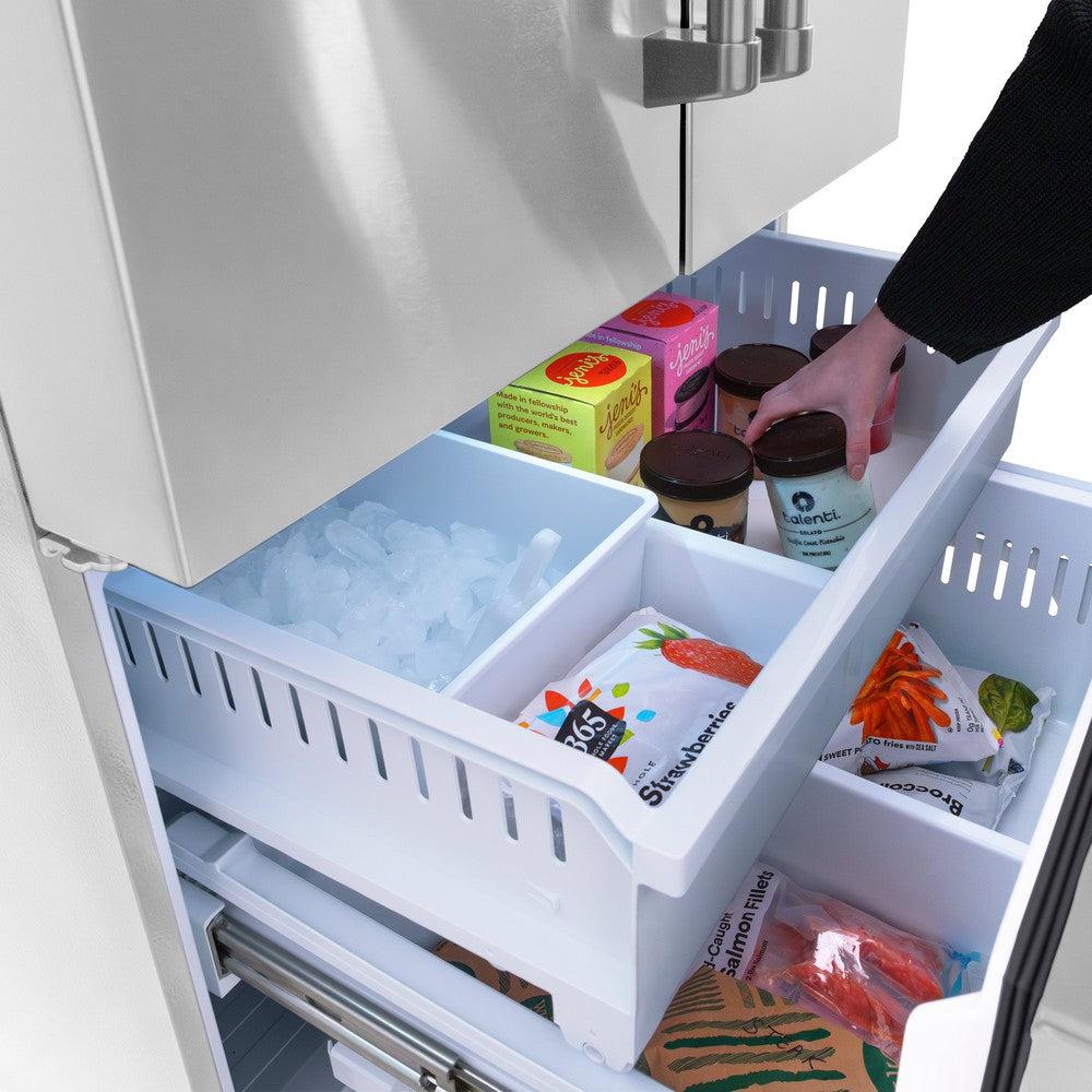 ZLINE 36 in. 28.9 cu. ft. Standard-Depth French Door External Water Dispenser Refrigerator with Dual Ice Maker in Fingerprint-Resistant Stainless Steel (RSM-W-36)