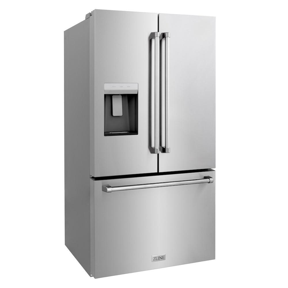 ZLINE 36 in. 28.9 cu. ft. Standard-Depth French Door External Water Dispenser Refrigerator with Dual Ice Maker in Fingerprint-Resistant Stainless Steel (RSM-W-36)