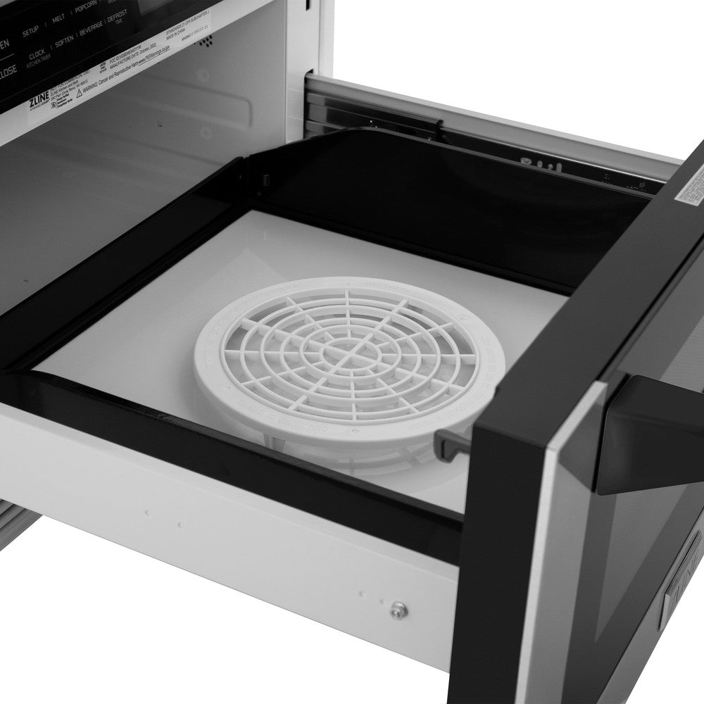ZLINE Autograph Edition 24 in. 1.2 cu. ft. Built-in Microwave Drawer with a Traditional Handle in Stainless Steel and Matte Black Accents (MWDZ-1-H-MB)